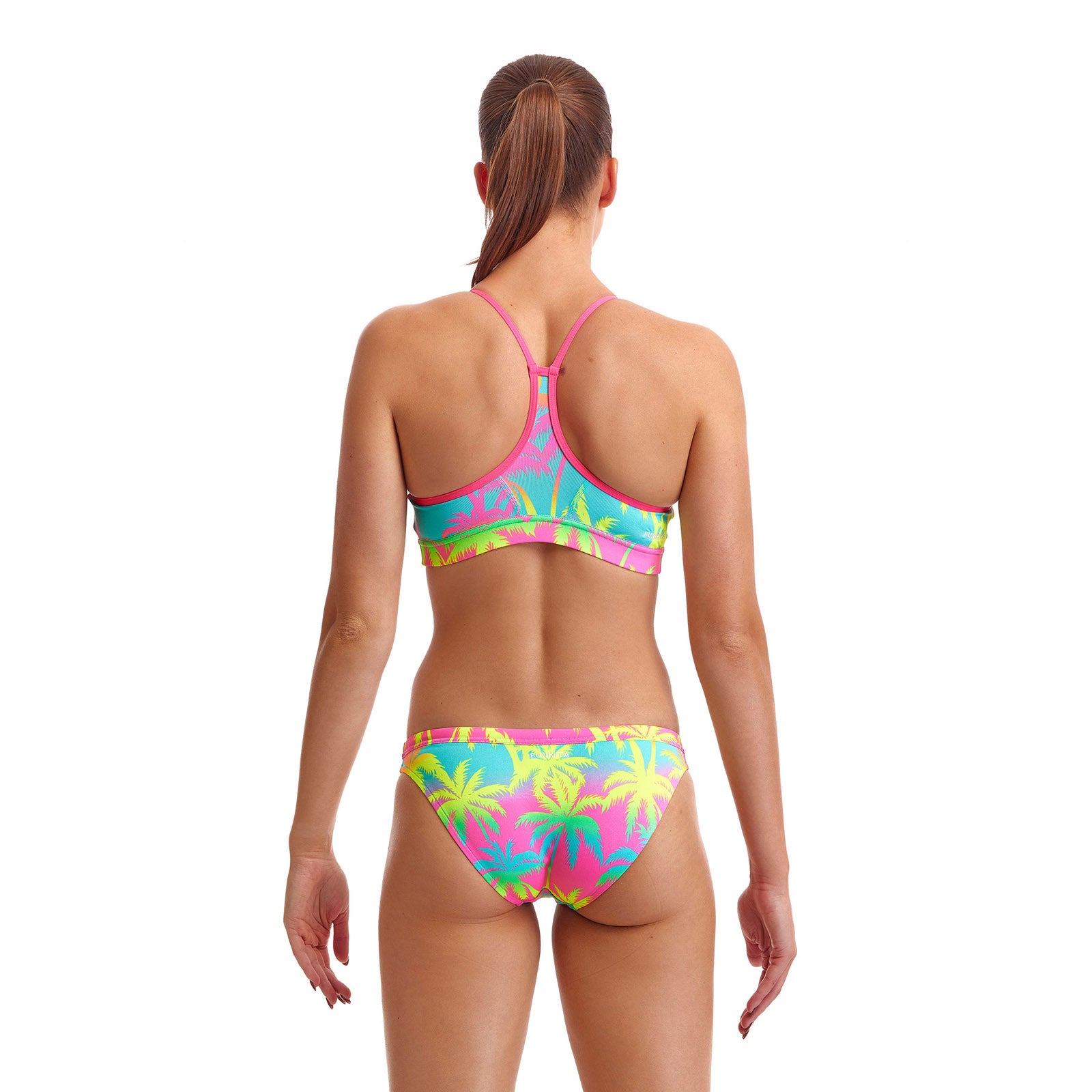 Funkita Swim Crop Hawaiian Heaven Bikini Top Pink